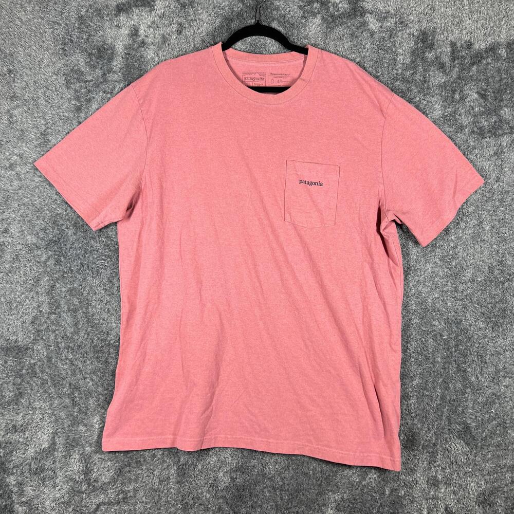 Patagonia Shirt Mens XL Pink Responsibili-tee Pocket Graphic Mountain Logo